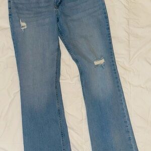 Wrangler Sky Blue Distressed Straight Leg Jeans